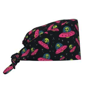 8966 Alien in Cup Working Cap, Scrub Cap with Sweatband, Adjustable Tie